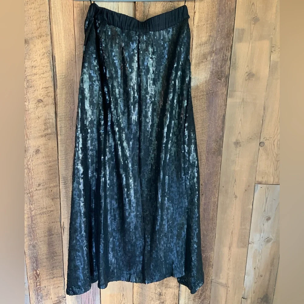 Chan Luu * Beautiful * Long Black Sequin Maxi Skirt - Picture 3 of 9